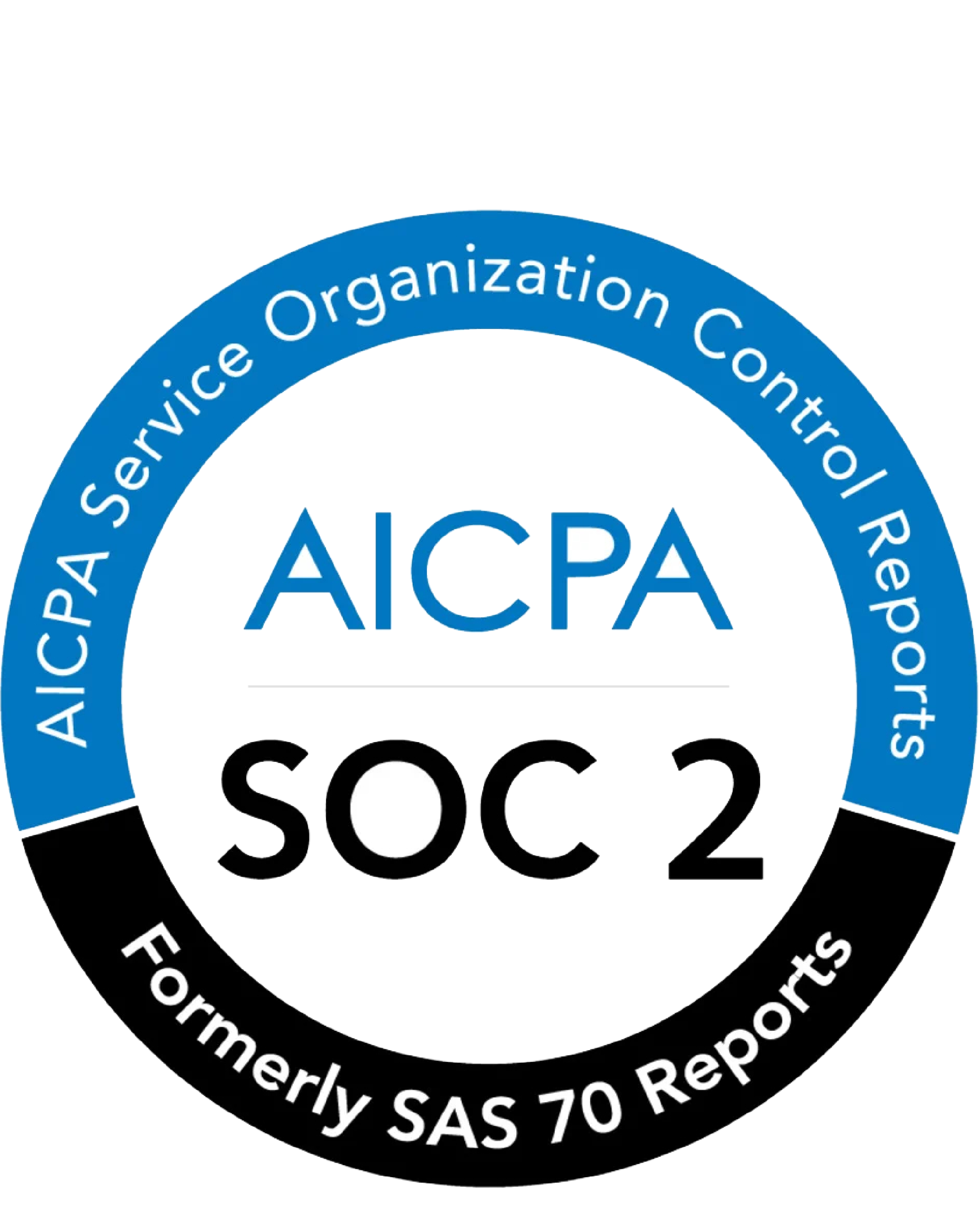 AICPA Service Organization Control Reports SOC 2 logo, formerly SAS 70 Reports.
