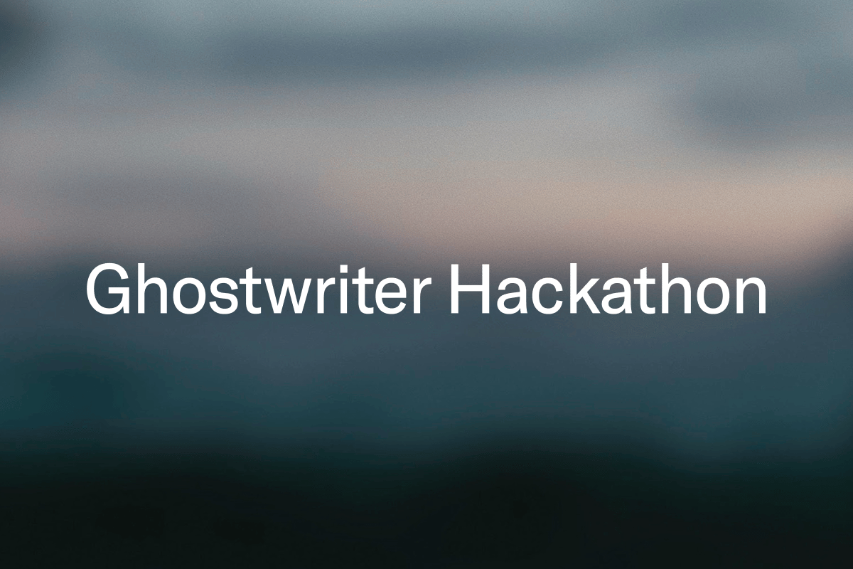 A new kind of builder" text on a dark blue and purple gradient background with a subtle speckled texture.